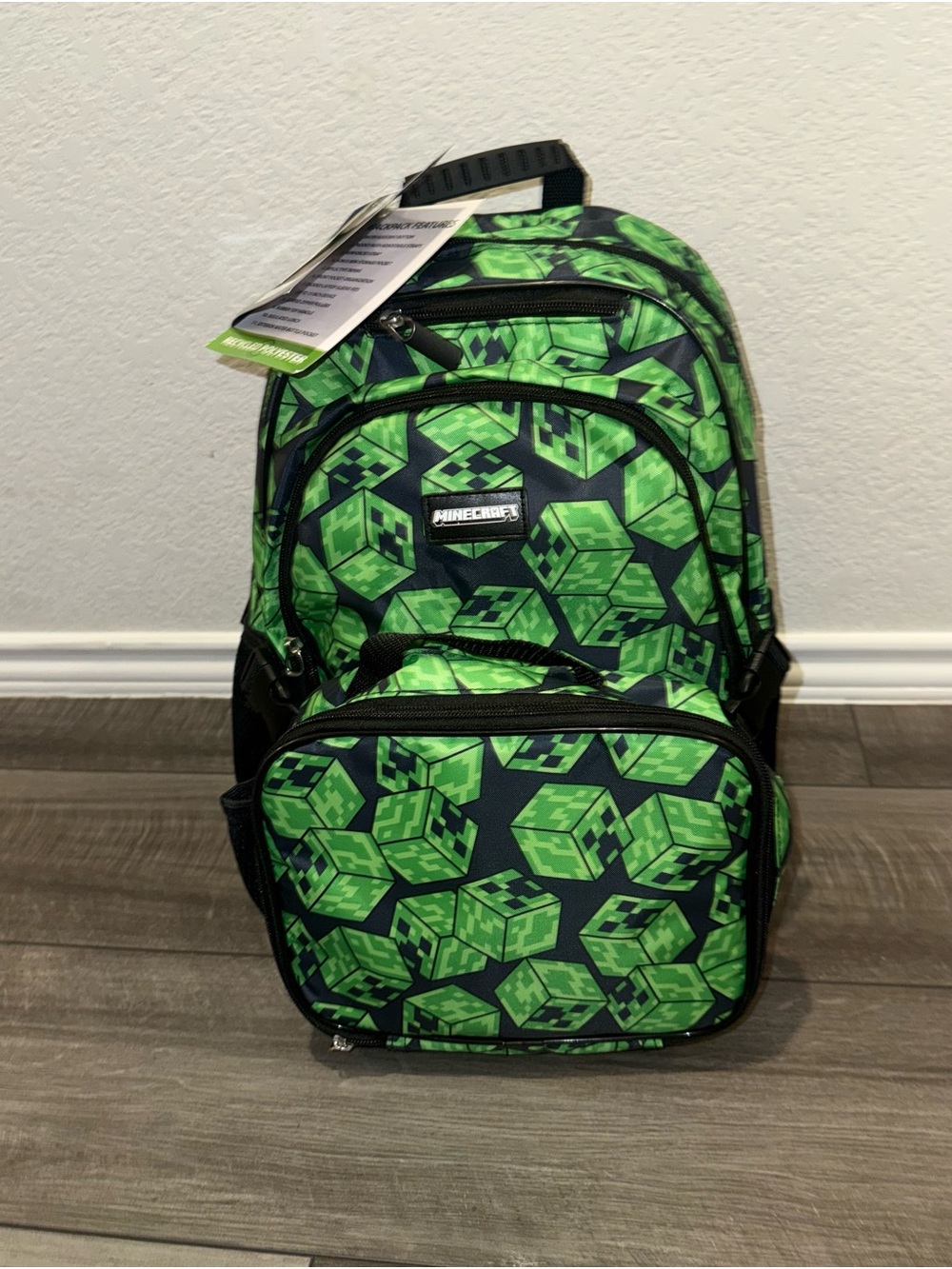 Minecraft Backpack with lunch bag included
